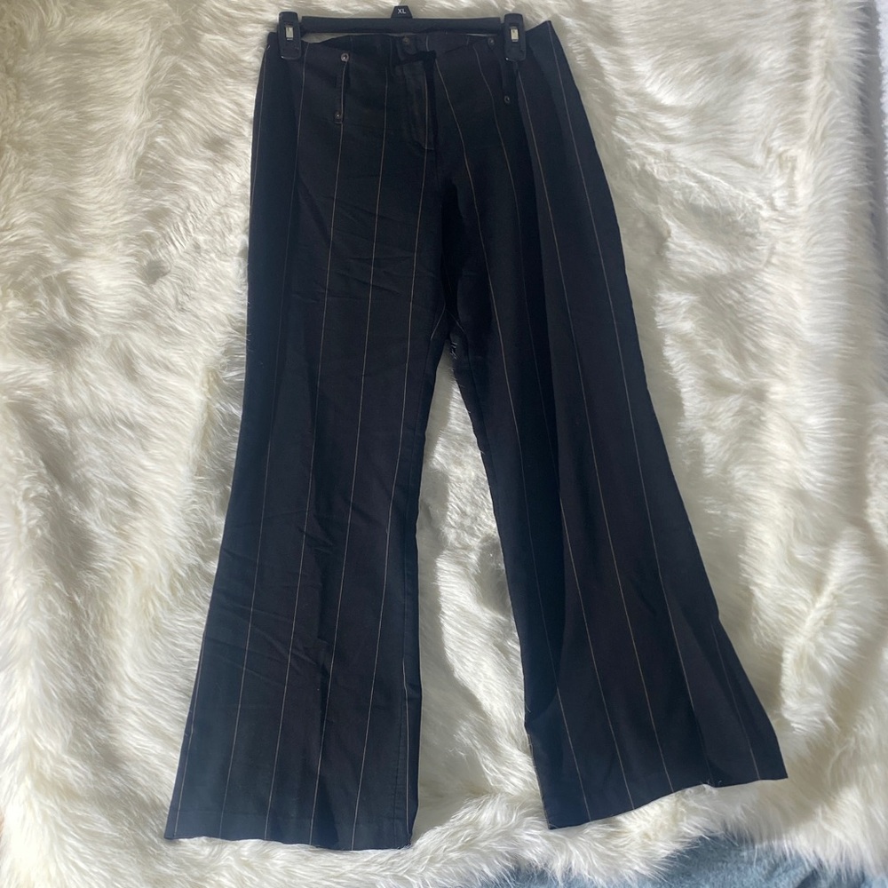 Elegant Black Pinstripe Flare Jeans